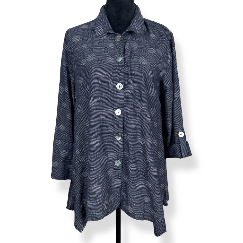 Lior Paris‎ Ellie Top Womens S Small Button Down Long Roll Tab Sleeves Black